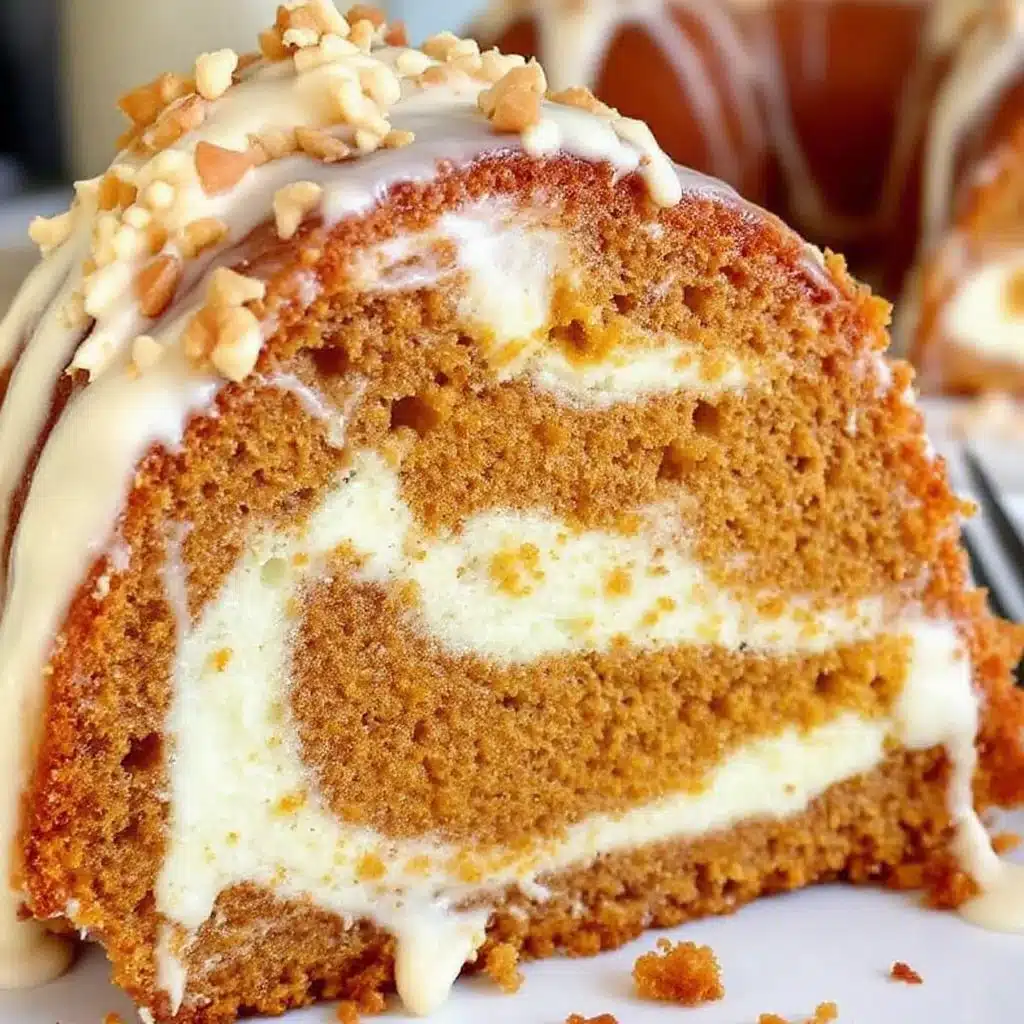 creamy cream cheese swirl pumpkin bundt cake - featured image