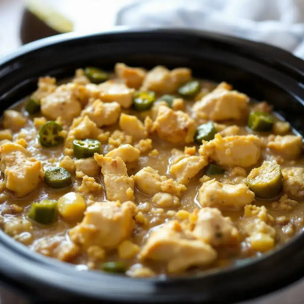creamy crockpot white chicken chili with roasted poblano preparation steps