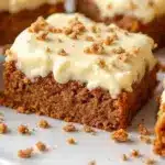 creamy gingerbread cheesecake bars - featured image