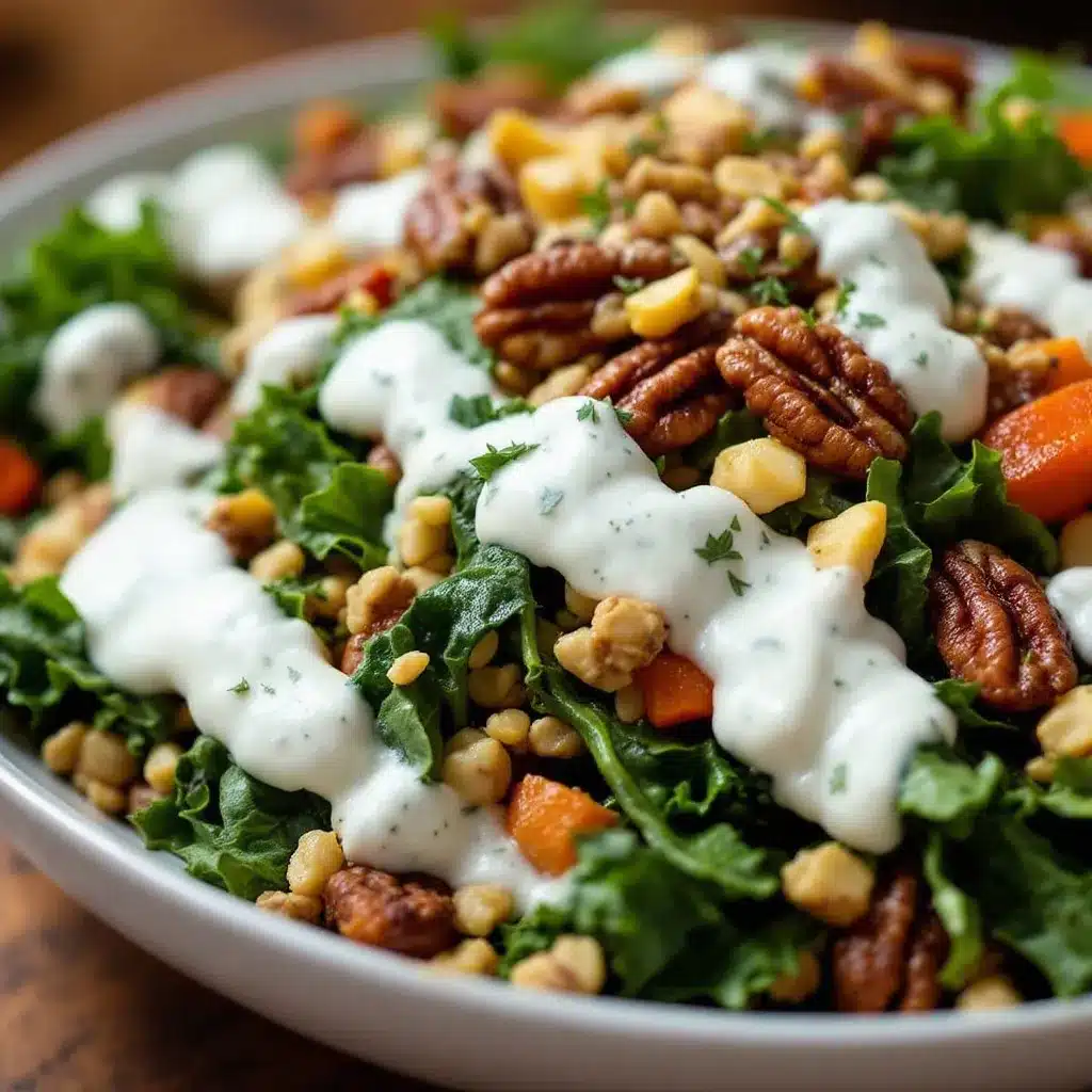 creamy harvest kale salad with pecans preparation steps