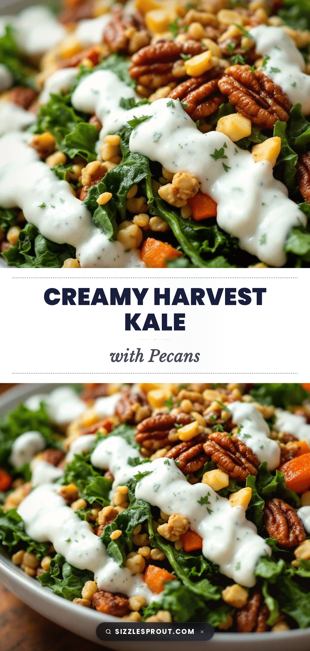 creamy harvest kale salad with pecans recipe