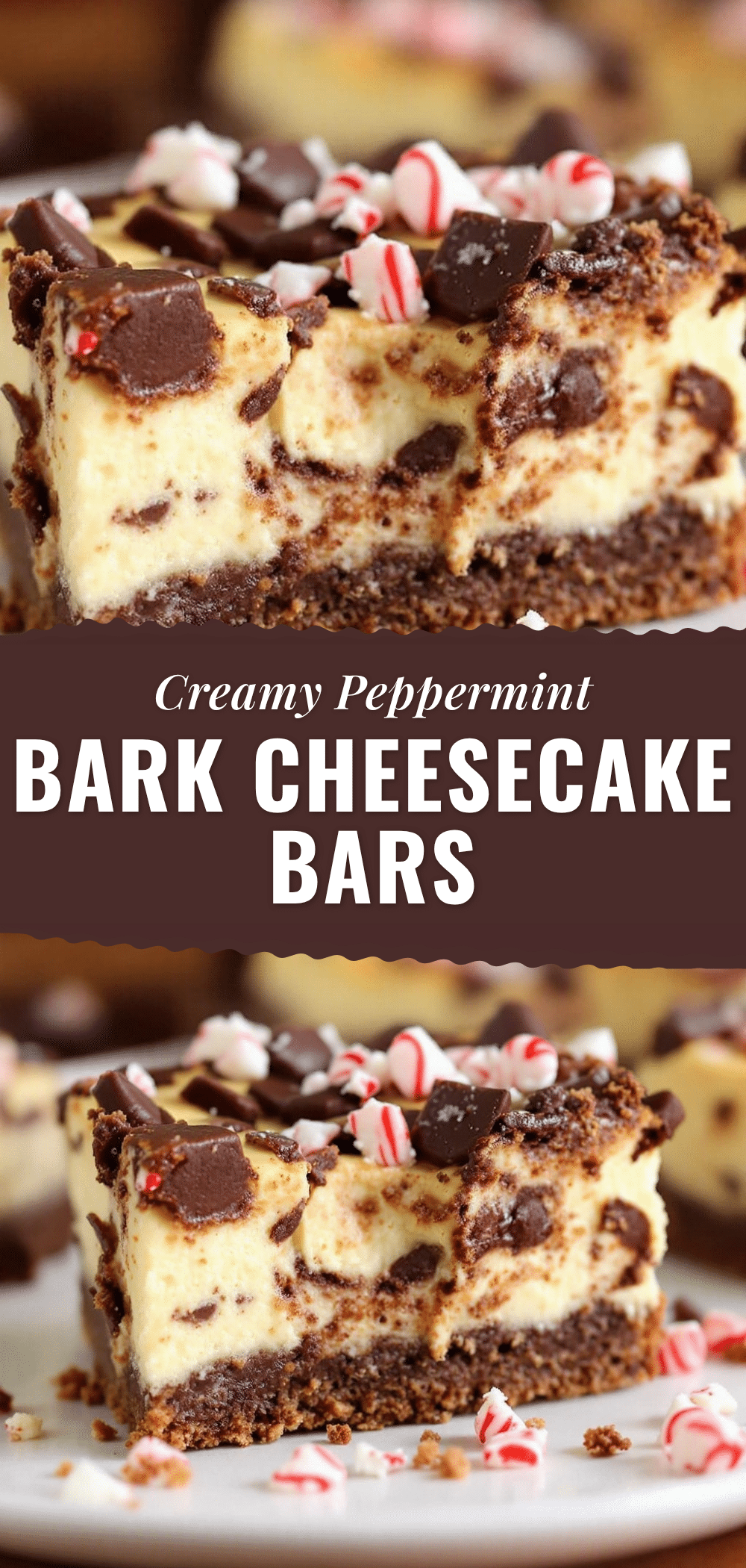 creamy peppermint bark cheesecake bars recipe