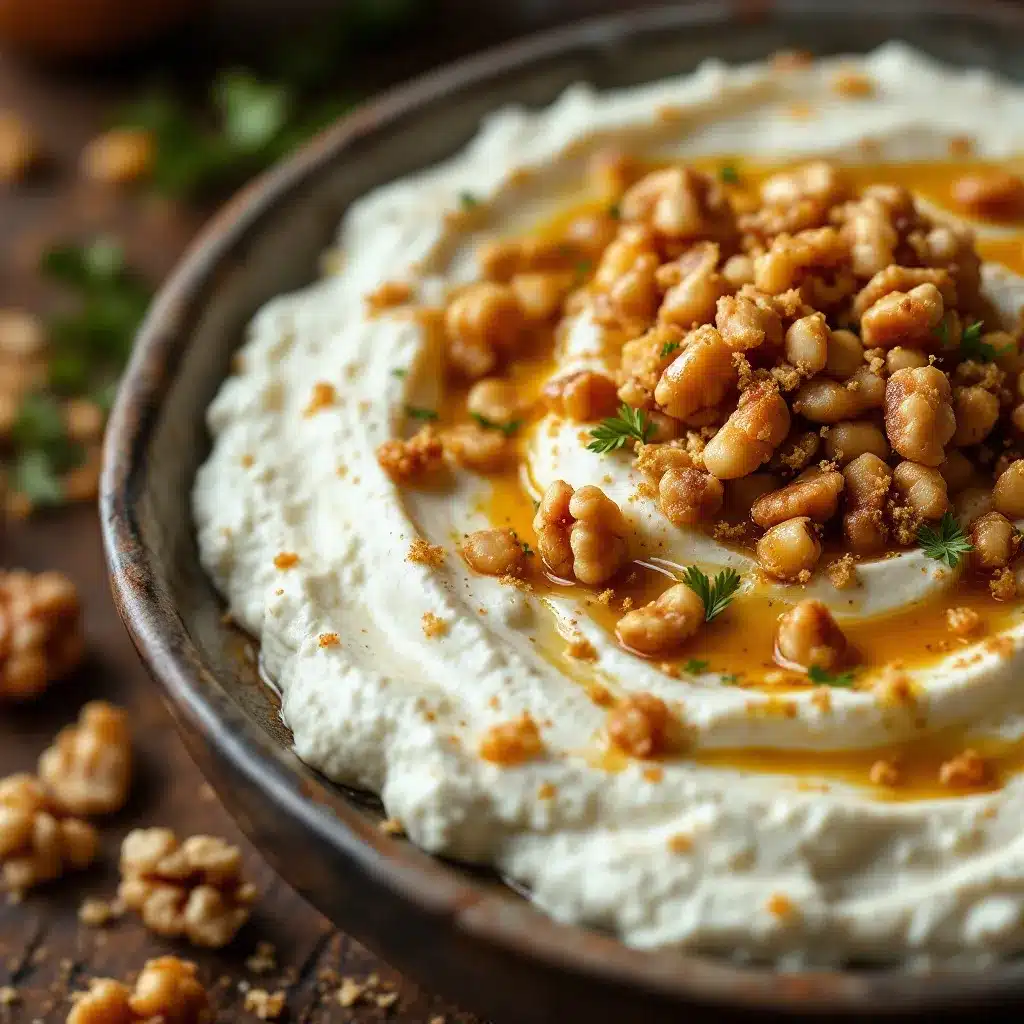 creamy whipped feta fall dip with honey preparation steps