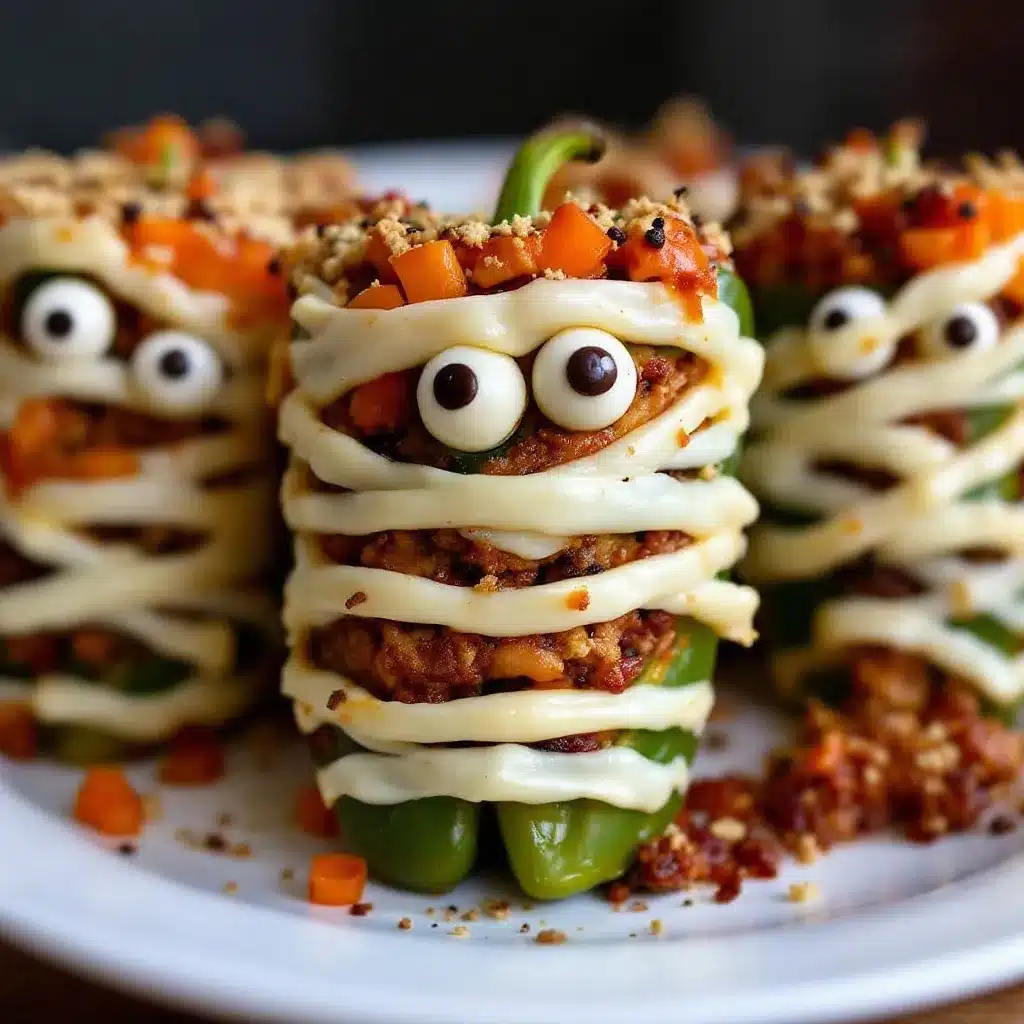 creepy mummy stuffed peppers preparation steps