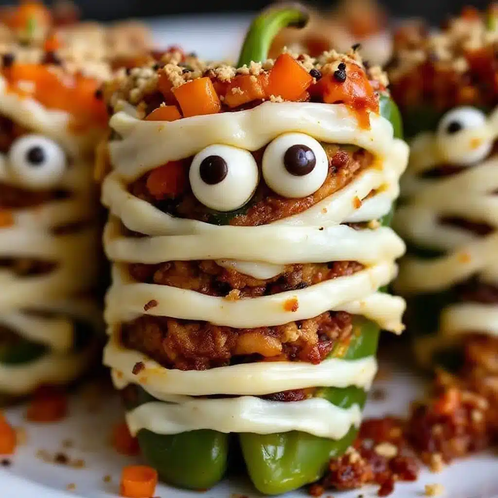 creepy mummy stuffed peppers - featured image