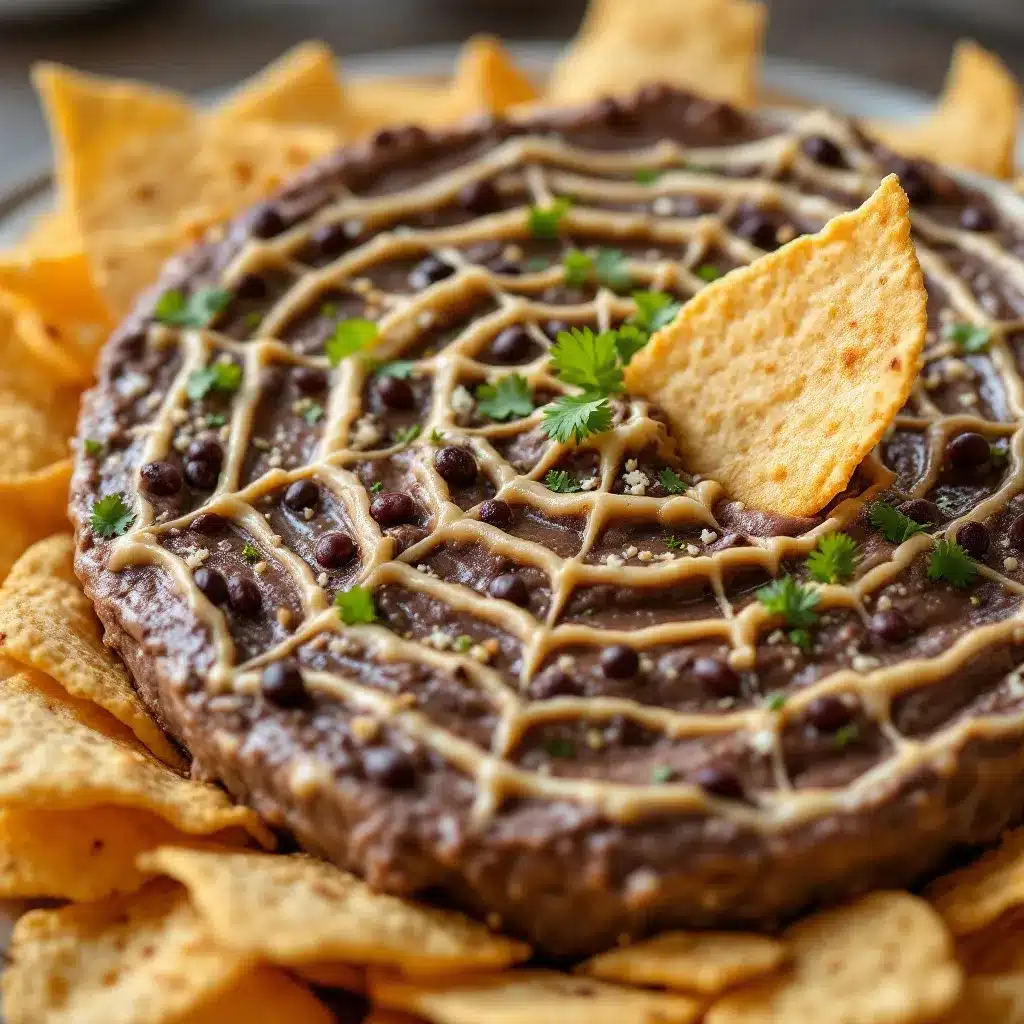 crispy black bean spiderweb dip preparation steps