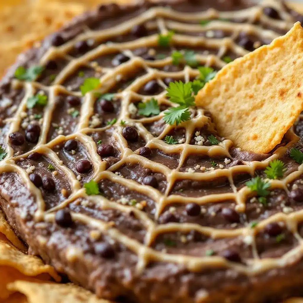 crispy black bean spiderweb dip - featured image