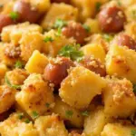 crispy brown butter sage stuffing with sausage - featured image