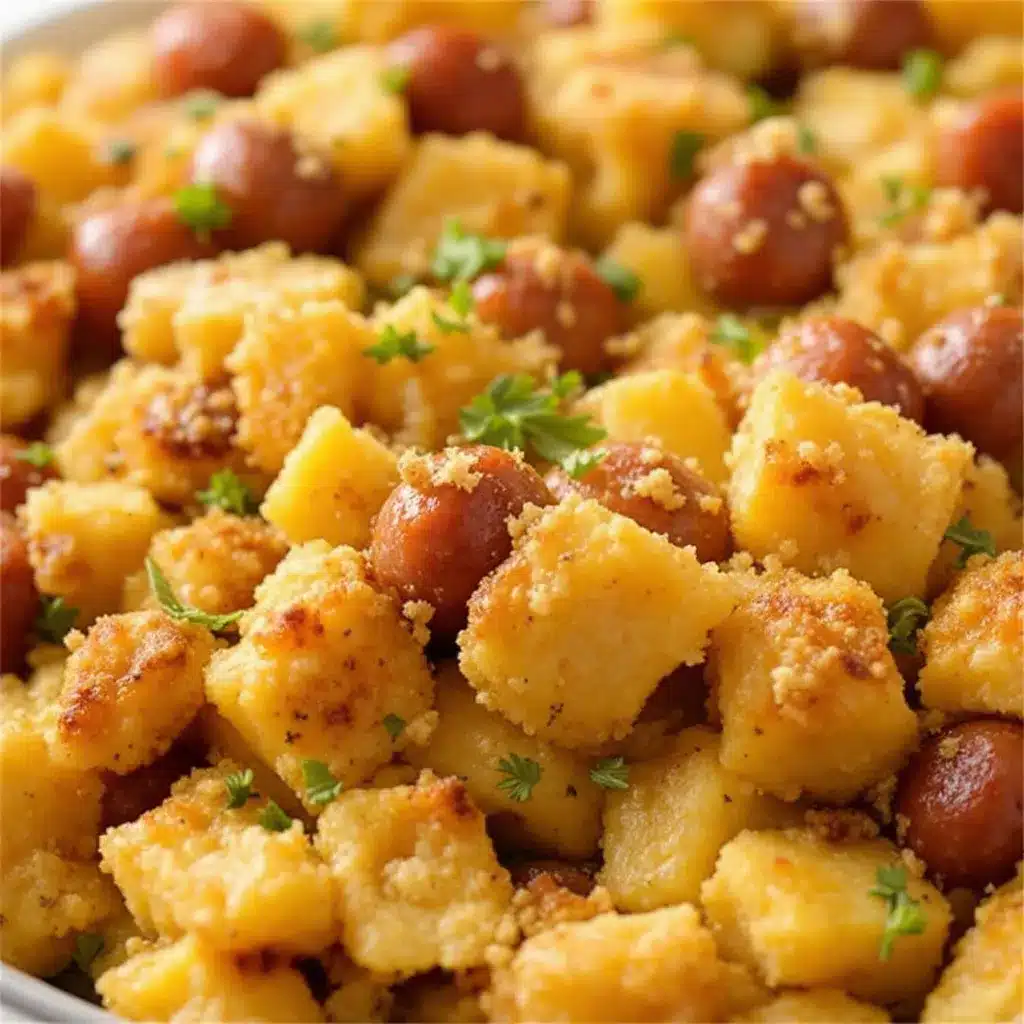 crispy brown butter sage stuffing with sausage preparation steps