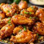 crispy honey garlic baked chicken wings - featured image