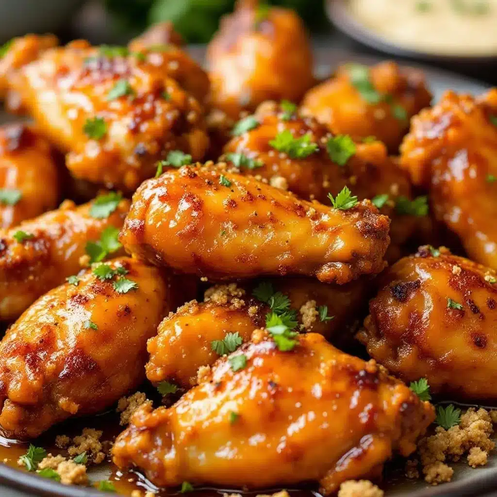 crispy honey garlic baked chicken wings - featured image