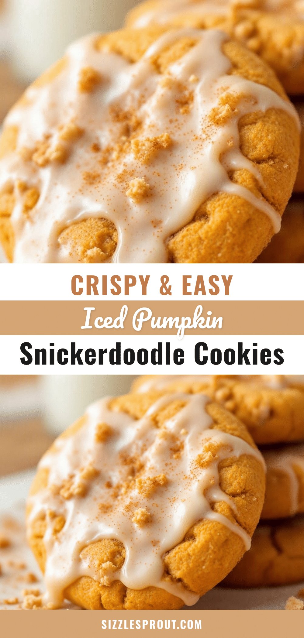 Crispy Iced Pumpkin Snickerdoodle Cookies recipe