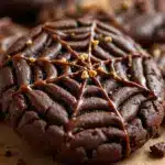 crispy spider web chocolate cookies - featured image