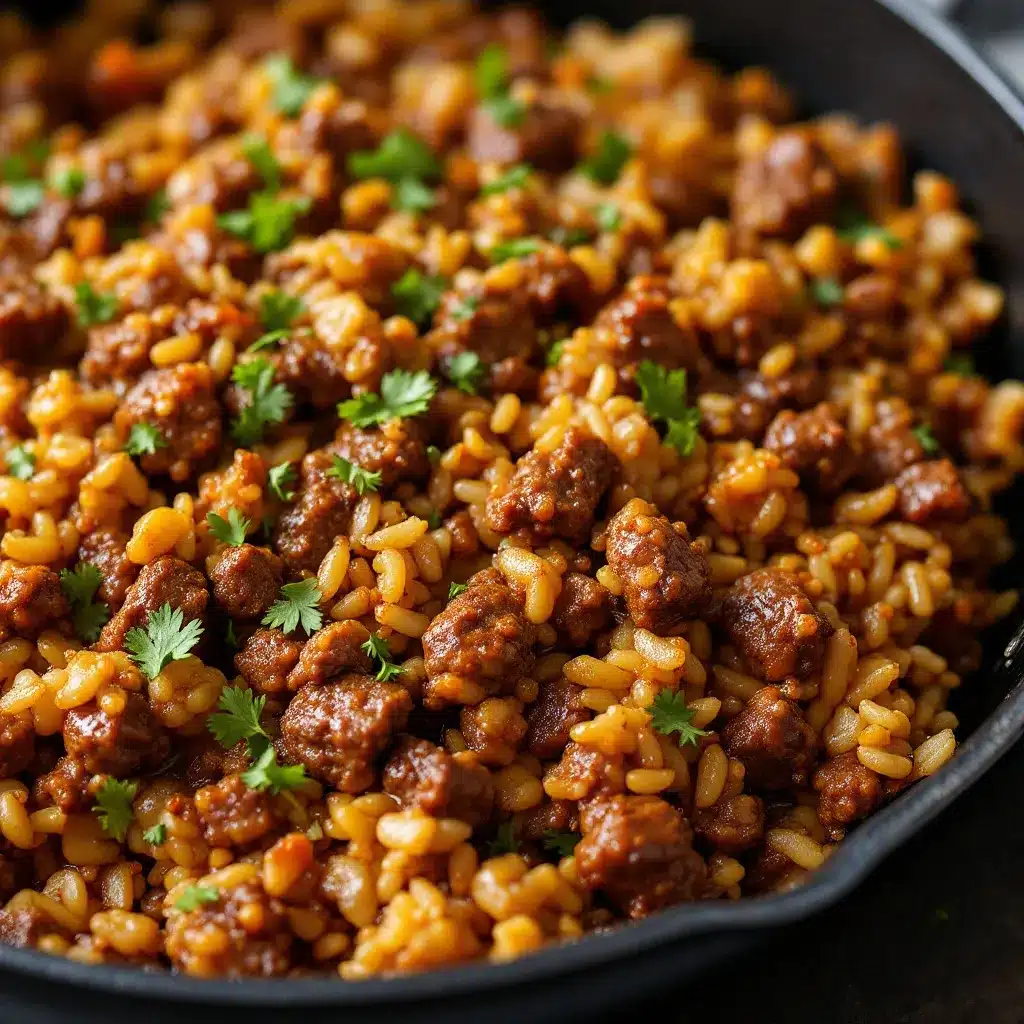 Easy Honey Garlic Ground Beef and Rice Skillet preparation steps