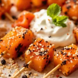Easy Orange Halloween Fruit Skewers - featured image