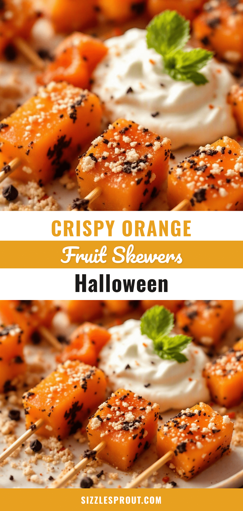 Easy Orange Halloween Fruit Skewers recipe