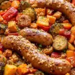easy sheet pan sausage and fall vegetables - featured image