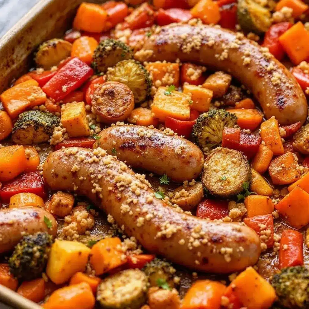 easy sheet pan sausage and fall vegetables preparation steps