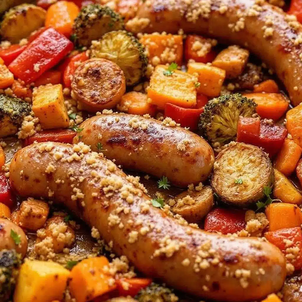 easy sheet pan sausage and fall vegetables - featured image