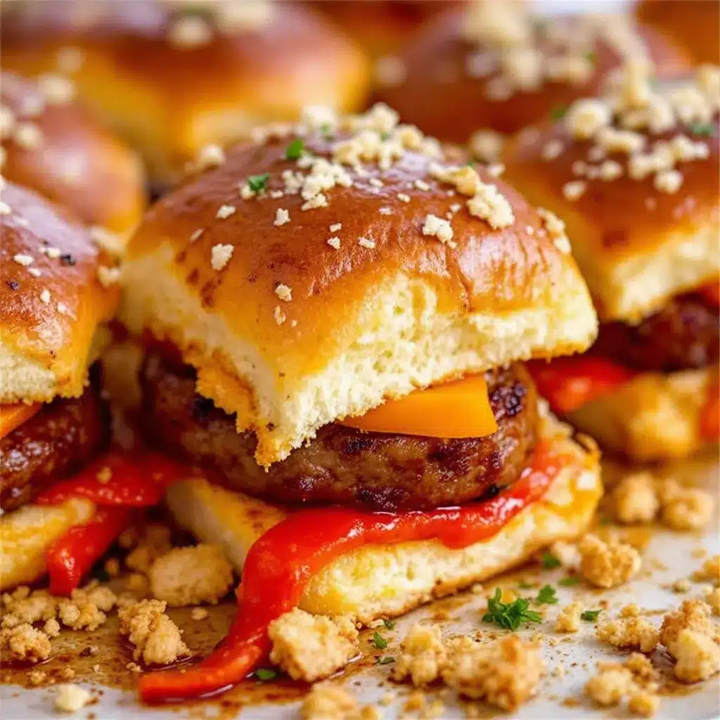 Easy Sheet Pan Sausage and Pepper Sliders preparation steps
