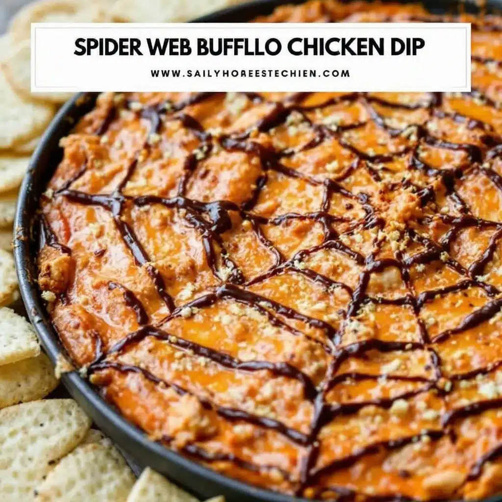 Easy Spider Web Buffalo Chicken Dip for Halloween preparation steps