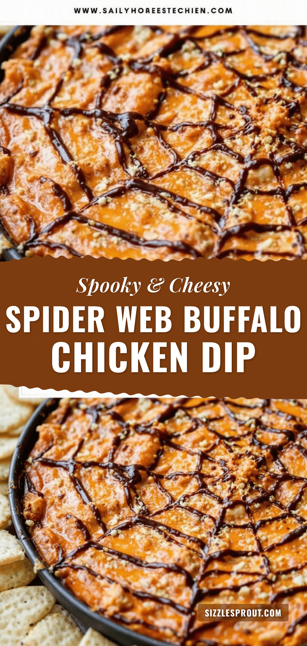 Easy Spider Web Buffalo Chicken Dip for Halloween recipe