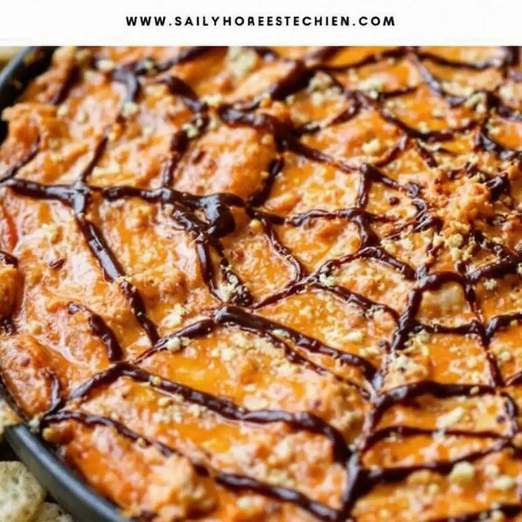 Easy Spider Web Buffalo Chicken Dip for Halloween - featured image