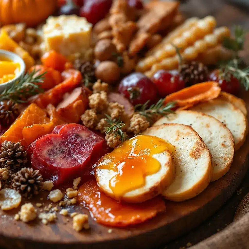 fall harvest charcuterie board with honeycomb preparation steps