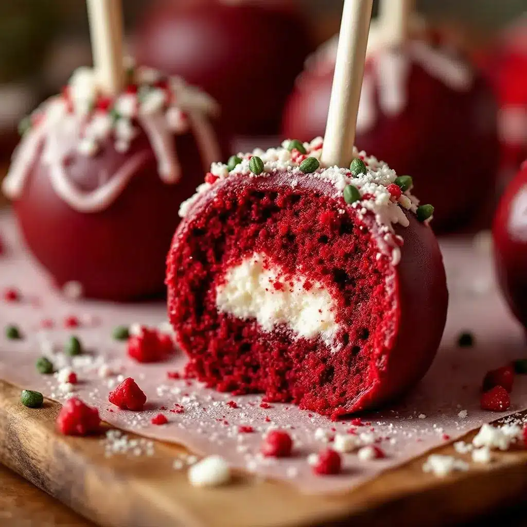 Festive Red Velvet Christmas Cake Pops preparation steps