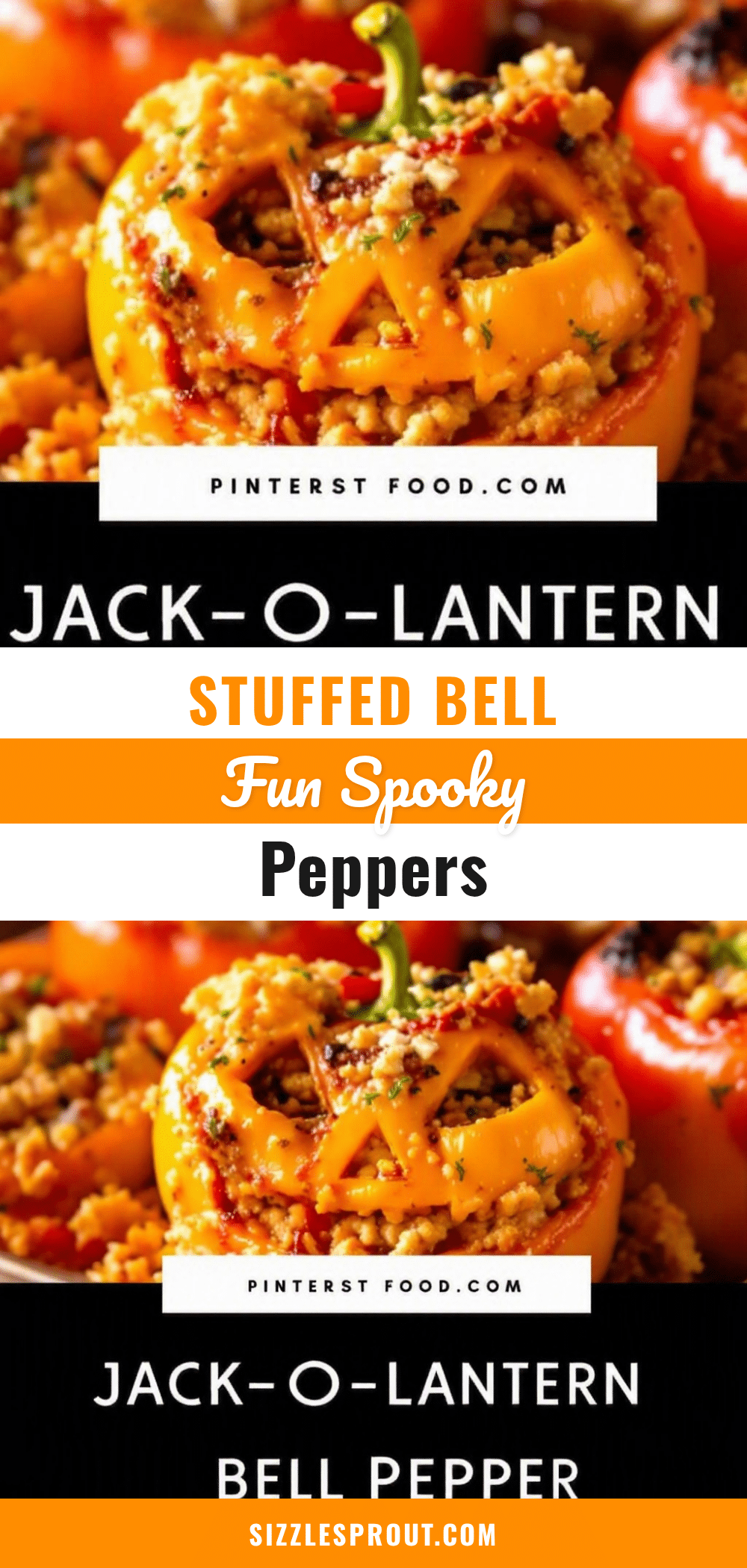 Jack-O-Lantern stuffed bell peppers recipe