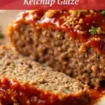 juicy baked meatloaf with sweet glaze - featured image
