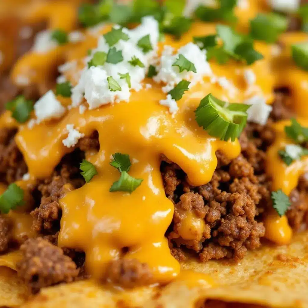loaded nacho bar with ground beef and queso - featured image