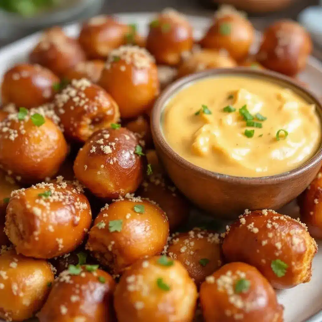 pretzel bites with beer cheese dip preparation steps