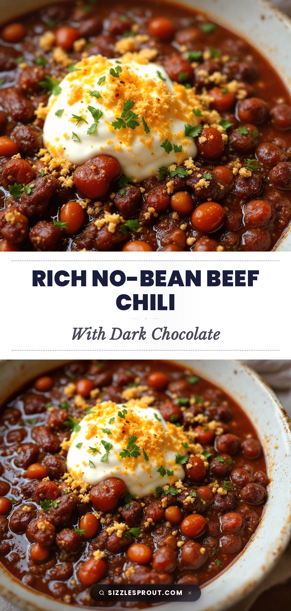 rich no-bean beef chili with dark chocolate recipe