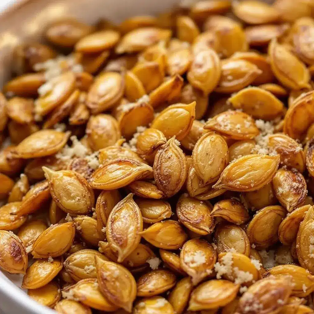roasted garlic parmesan pumpkin seeds preparation steps
