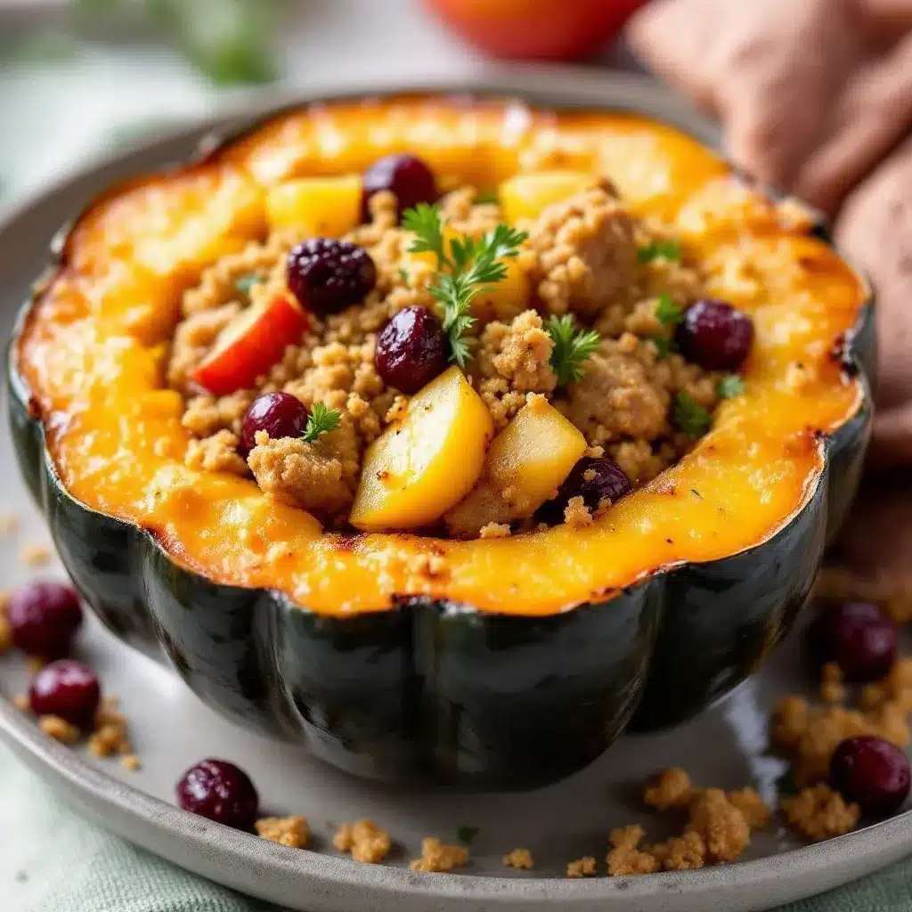 Sausage Stuffed Acorn Squash preparation steps