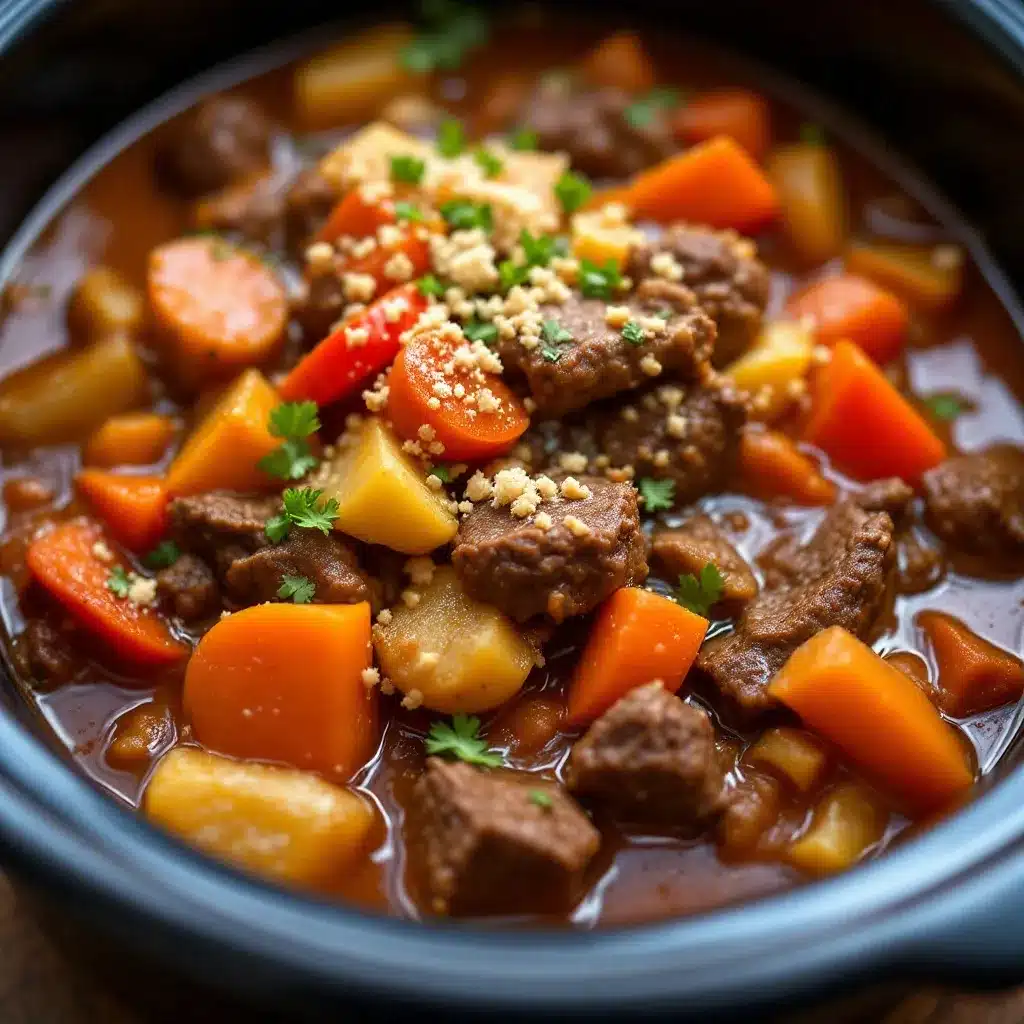 slow cooker beef and vegetable stew preparation steps