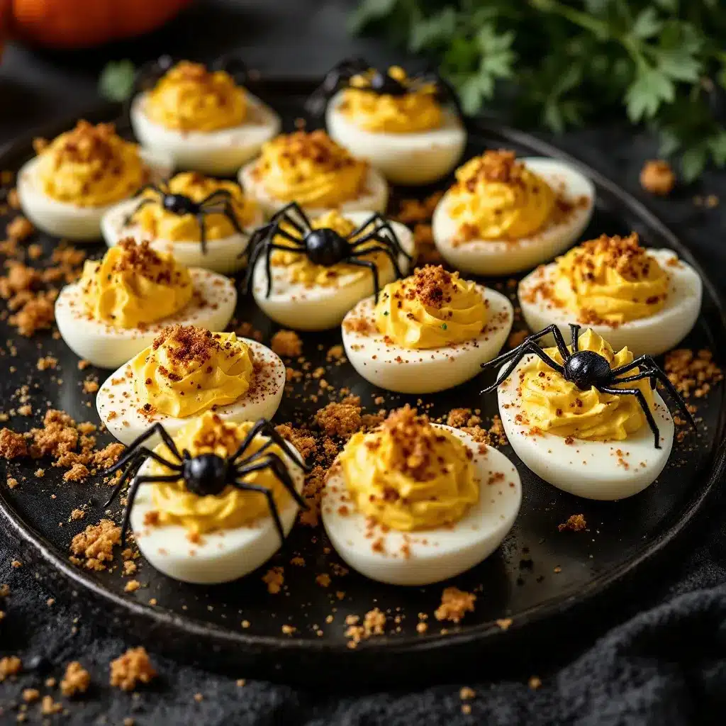 spooky spider deviled eggs preparation steps