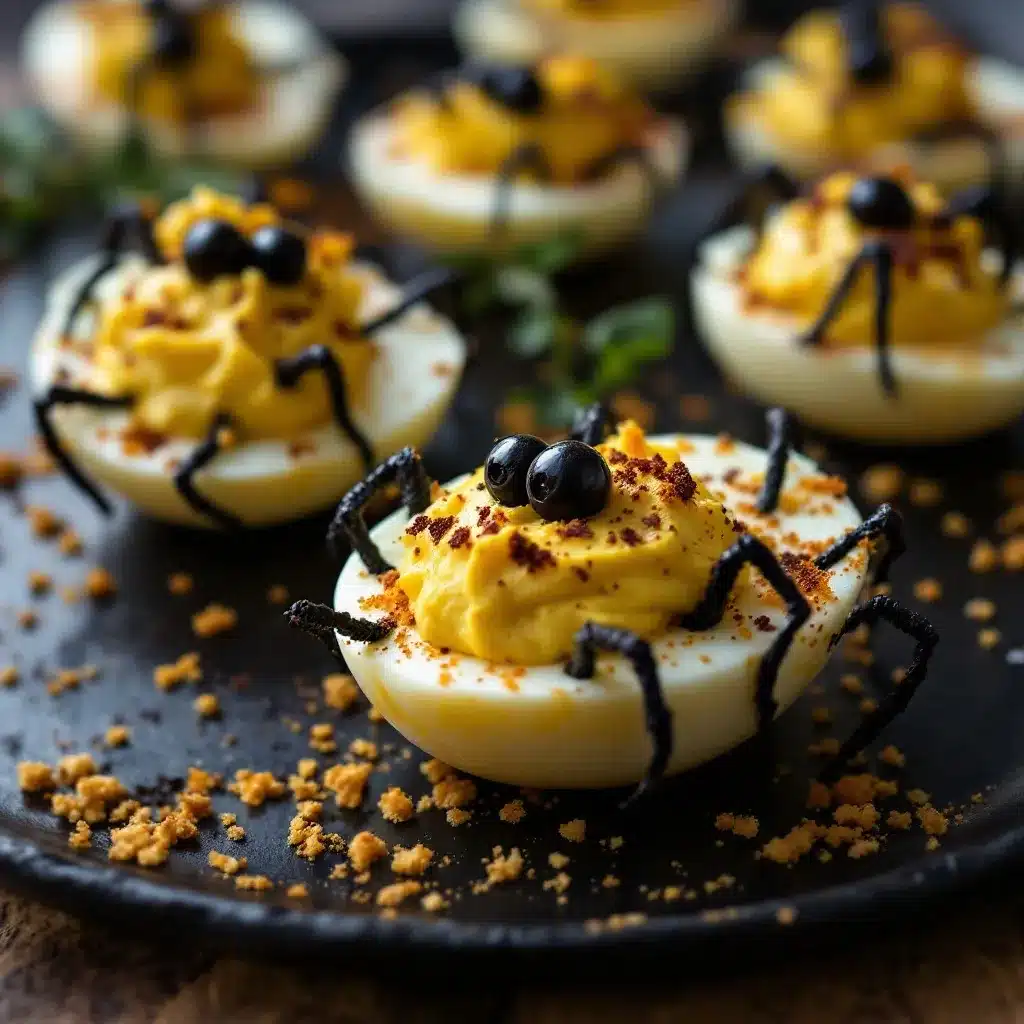 spooky spider deviled eggs preparation steps