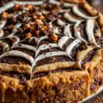 spooky spiderweb halloween cookie cake - featured image